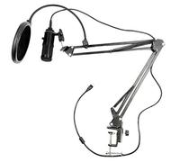 Eighosee Micrófono condensador USB profesional con soporte de 35 grados + red de soplado, micrófono de grabación de computadora, micrófono de ajuste de volumen, adecuado para computadora de