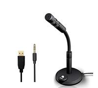 Eighosee Micrófono de computadora con cable USB con interruptor de botón, micrófono de escritorio y oficina