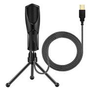 Eighosee Micrófono de condensador profesional con soporte para ordenador, teléfono, PC, Skype, estudio, karaoke, micrófono de viaje