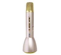 Eighosee Micrófono musical inalámbrico profesional Bluetooth con altavoz de mano compatible con teléfono, PC, computadora para fiesta/KTV (dorado)