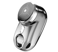 Eighosee Mini Afeitadora EléCtrica con LáMpara de, Pantalla LED para Hombres, PortáTil, de Viaje, Sin Dolor, Sin Cable, para Barba, Cuchillos, Color Plateado