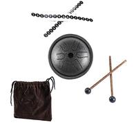 Eighosee Mini tambor de lengua de acero de 5.5 pulgadas, instrumento de tambor de acero de 6 notas con martillo de tambor, bolsa de viaje, para camping, meditación