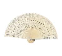 Eighosee Moda Boda Mano Fragante Fiesta Tallado Abanico Plegable Madera Vintage Antigüedad C