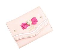 Eighosee Monedero pequeño para mujer, monedero de poliuretano, con hebilla, agarre de mano, con lazo, mini cartera para tarjetas, color rosa, Pink, Talla única
