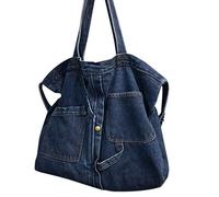 Eighosee New Net Red Shoulder Messenger Bag Casual Wild Bolsa de Compras PortáTil Tote Canvas Bolso Femenino Azul Marino