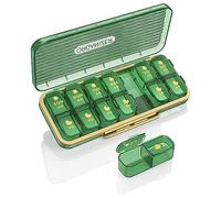 Eighosee Organizador de Pastillas AM/PM 7 DíAs, Pastillero 2 Veces Al DíA Organizador de Pastillas Semanal, Estuche PortáTil para Medicamentos Diarios, Verde