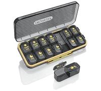 Eighosee Organizador de Pastillas AM/PM 7 DíAs, Pastillero 2 Veces Al DíA Organizador de Pastillas Semanal, Estuche PortáTil para Medicamentos Diarios, Negro