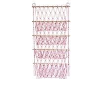 Eighosee Organizador para Colgar en la Pared, Red para Juguetes de Animales de Peluche, Hamaca, Guardería, Almacenamiento de Juguetes de Peluche, Macramé Bohemio, Rosa
