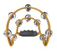 Eighosee Pandereta de percusión de instrumentos musicales de mano para fiestas, pandereta compacta de media luna