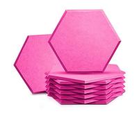 Eighosee Paquete de 12 paneles acústicos hexagonales de 14 x 12 x 0.4 pulgadas, paneles acústicos de alta densidad con aislamiento acústico, bordes biselados