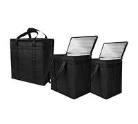 Eighosee Paquete de 3 bolsas de comestibles reutilizables aisladas con doble cremallera, Black