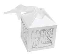 Eighosee Paquete de 50 cajas de regalo de bricolaje y con corte de cinta para bodas, fiestas, decoraciones en caja de papel perlado, color
