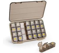 Eighosee Pastillero 4 Veces Al DíA, Pastillero de 7 DíAs 4 Veces Al DíA - Organizador Semanal de Pastilleros con Estuche Separado, MarróN