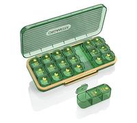 Eighosee Pastillero, Pastillero de 7 DíAs 3 Veces Al DíA - Organizador Semanal de Vitaminas con 7 Recipientes Separados, Verde