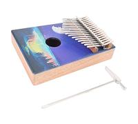 Eighosee Piano de 17 pulgares con instrucciones de estudio y martillo de afinación, piano de mano de madera, regalo para niños y adultos principiantes (noche)