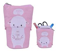 Eighosee Portalápices telescópico transformador de pie, bolsa de papelería para estudiantes (), Rosa y