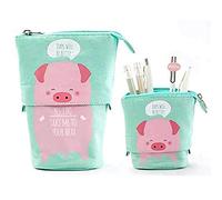 Eighosee Portalápices telescópico transformador de pie, bolsa de papelería para estudiantes (), Rosa y verde