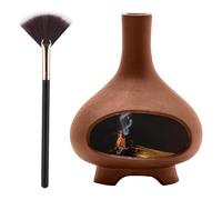 Eighosee Quemador de Incienso de Cerámica Hecho A Mano, Quemador de Incienso con Forma de Chimenea, Cuenco para Incienso con Varillas de y Cepillo
