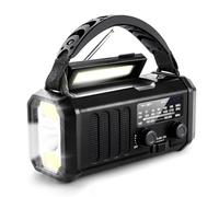 Eighosee Radio Meteorológica de Emergencia FM/Am/, Radio Portátil con Manivela, Linterna, Energía Solar de 10000 MAh para Acampar Al Aire Libre
