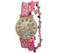Eighosee Reloj analógico de cuarzo para mujer, correa de lona, reloj de pulsera rosa, Rosered
