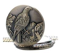 Eighosee Reloj de bolsillo con colgante de águila conmemorativa vintage de bronce en relieve, marrón