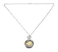 Eighosee Reloj de bolsillo con colgante de cuarzo de locomotora dorada con caja de plata vintage para hombre, Plateado y dorado