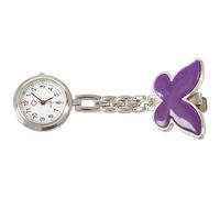 Eighosee Reloj de bolsillo de mariposa para enfermera, con broche de clip, cadena de cuarzo, color ,