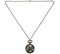 Eighosee Reloj de bolsillo para perro con diseño de zodíaco tallado en bronce, estilo retro, marrón