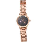 Eighosee Reloj de pulsera analógico de cuarzo con correa de acero y diamantes de imitación, 25 cm, rosa