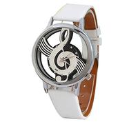 Eighosee Reloj de pulsera con diseño de esqueleto de cuarzo y piel sintética,