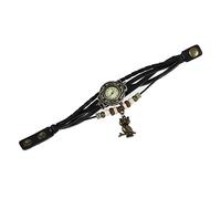 Eighosee Reloj de pulsera de piel sintética de cuarzo, , retro, para mujer, color negro, negro