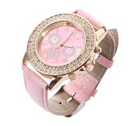 Eighosee Reloj para mujer, correa de piel rosa, rosa