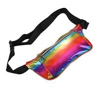 Eighosee Riñonera reflectante punk brillante con doble cremallera para mujer, diseño de holograma y arcoíris, arcoíris