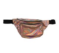 Eighosee Riñonera reflectante punk brillante para mujer, diseño de holograma, color dorado, Gold