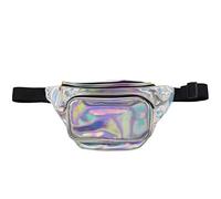 Eighosee Riñonera reflectante punk brillante para mujer, diseño de holograma, color plateado, Silver