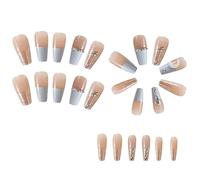 Eighosee Sal Marina Macaron Color Diamante Transparente Modelo Estrella Luna Bloqueo de Color Arte de UñAs Usable UñAs Terminadas Piezas de UñAs