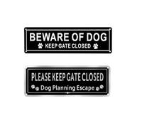 Eighosee Señal de Cuidado con el Perro, Aluminio, Señal de Mantener la Puerta Cerrada para Valla o Puerta, Señal de Metal de Aluminio, Reflectante, Resistente A la Decoloración