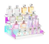 Eighosee Soporte de Exhibición con 4 Niveles Iridiscentes, Elevadores de Plástico para Exhibición, Organizador de Perfumes, Exhibición para Figuras de 9 Pulgadas