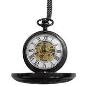 Eighosee Steampunk - Reloj de bolsillo mecánico, reloj de bolsillo con cadena, diseño retro de esqueleto retro, color ,