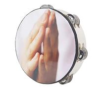 Eighosee Tambor musical de 20,32 cm de piel de oveja con de percusión redondo, regalo para fiestas de karaoke