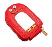 Eighosee Tarjetero de PU con Lindos PingüInos, Billetera con Lindos PingüInos, Tarjetero para Mujer con 11 Ranuras para Tarjetas, Color Rojo