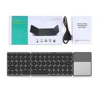 Eighosee Teclado Bluetooth de 64 teclas con tapa redonda plegable, ultrafino, para computadora, oficina, teléfono, tableta con almohadilla táctil, gris