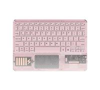Eighosee Teclado táctil inalámbrico retroiluminado, teclado RGB, teclado Bluetooth de cristal transparente, teclado universal para PC, rosa
