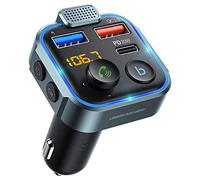 Eighosee Transmisor FM Bluetooth 5.0 para AutomóVil, Cargador de Adaptador MúSica de Radio para Reproductor de MP3 para AutomóVil, Compatible con el Asistente de Manos