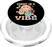 Eight Is A Vibe Groovy Floral Face 8 Años Cumpleaños PopSockets PopGrip para MagSafe