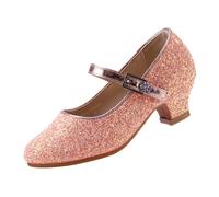 EIGHT KM Niñas Tacones Bajos Mary Jane Vestido Formal Bombas Zapatos EKM7015 Rosa Cenicienta Talla 35