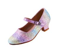 EIGHT KM Zapatos de Tacón Alto para Niñas Mary Jane Princesa Fiesta Boda Bombas EKM7015 Brillo Brillante Claro Arcoiris de Cristal Talla 26