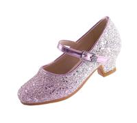 EIGHT KM Zapatos de Tacón Alto para Niñas Mary Jane Princesa Fiesta Boda Bombas EKM7015 Brillo Brillante Gradual Morado Talla 25