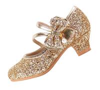 EIGHT KM Zapatos de Tacón Alto para Niñas Mary Jane Princesa Fiesta Boda Bombas EKM7035 Destello Brillo Perla Cristal Oro EU Talla 32