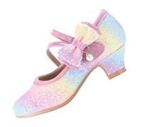 EIGHT KM Zapatos de Tacón Alto para Niñas Mary Jane Princesa Fiesta Boda Bombas EKM7035 Destello Brillo Perla Arcoíris EU Talla 35